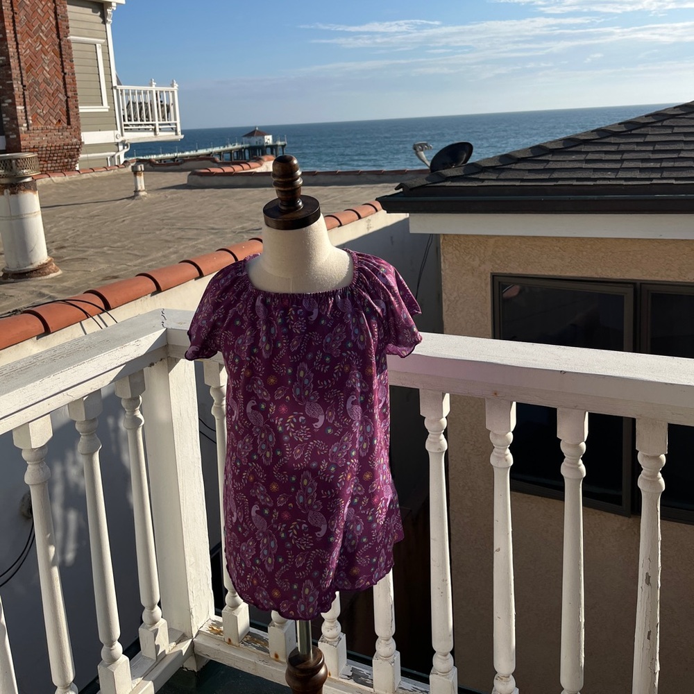 American Girl Purple Peacock Shirt Top Girls Size 10/12